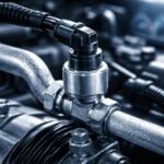 Autóklíma nyomáskapcsoló és hűtőközeg nyomásának részletes vizuális ábrázolása a komponensek közti kapcsolatokkal